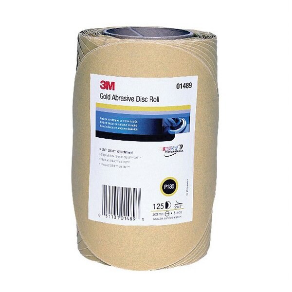 Rollo de Discos Stikit Gold de 3M, 01489, 8 pulgadas, P180C, 125 unidades - 7000119811