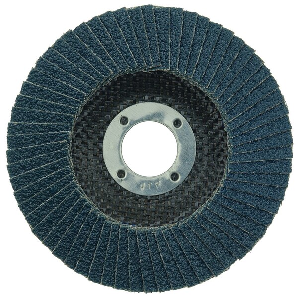 Weiler 4-1/2" Disco de láminas abrasivas, plano (TY27), Respaldo fenólico, 36Z, 7/8" - 31401
