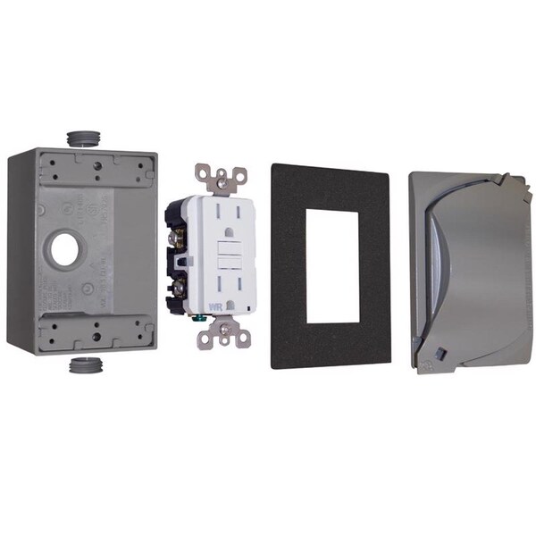 Sigma Engineered Solutions Receptacle Kit, 1 Gang, Die-Cast Metal - 16449