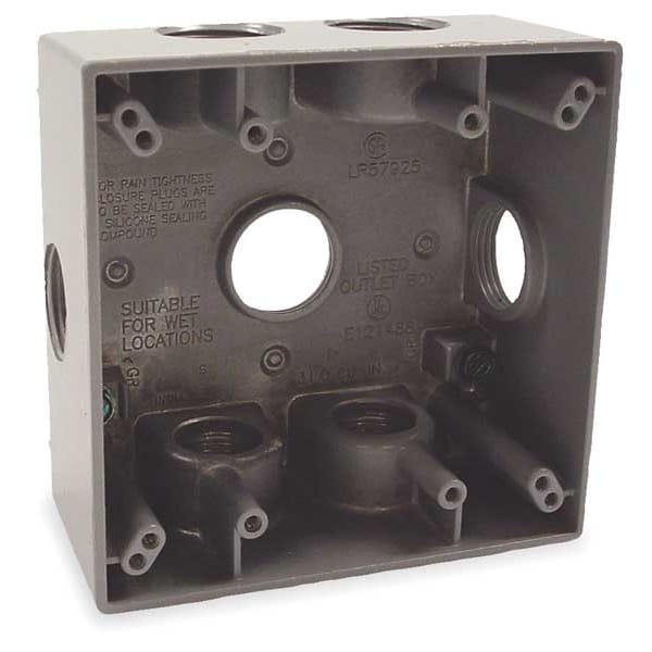 Bell Outdoor Weatherproof Electrical Box, 31 cu in, Double Gang Box Type, 2 Gangs, Aluminum, Square Shape - 5346-0