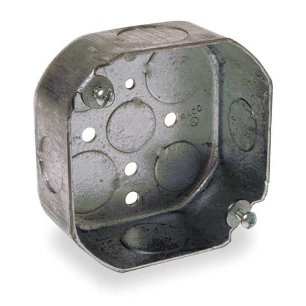 Raco Electrical Box, 15.5 cu in, Octagon Box Type, 2 Gangs, Galvanized Steel, Octagon Shape - 127