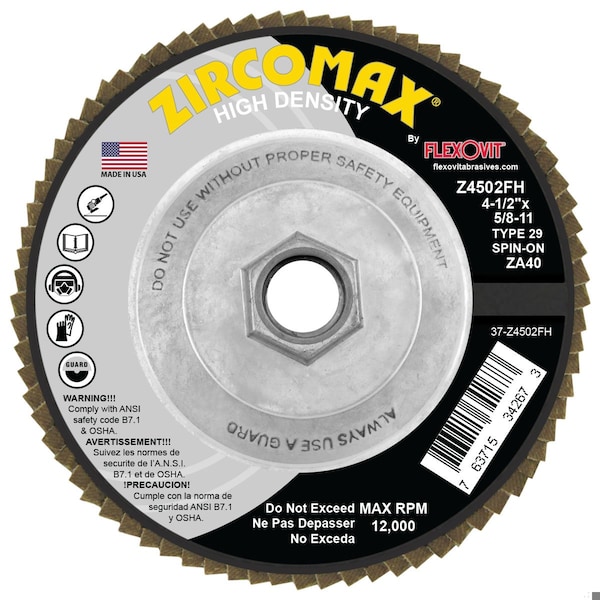 Disco de láminas Flexovit ZIRCOMAX 4-1/2inX5/8-11 - Z4502FH