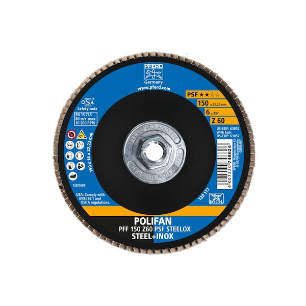 Disco de láminas POLIFAN® de Zirconia, 60 Grit, plano - 63057