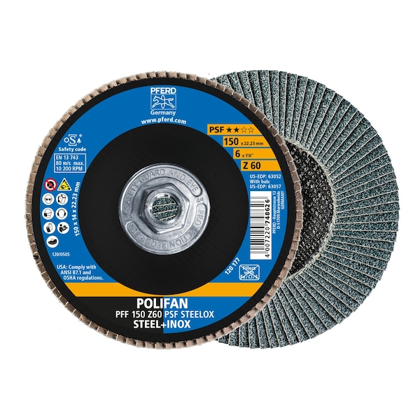 Disco de láminas POLIFAN® de Zirconia, 60 Grit, plano - 63057