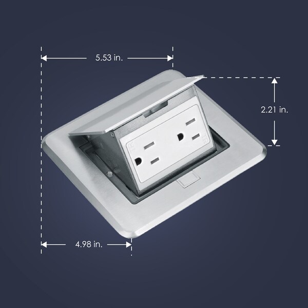 Newhouse Electric Electrical Box, 43 cu. in., Pop-Up Floor Box Type, 1, Nickel - 7400NI