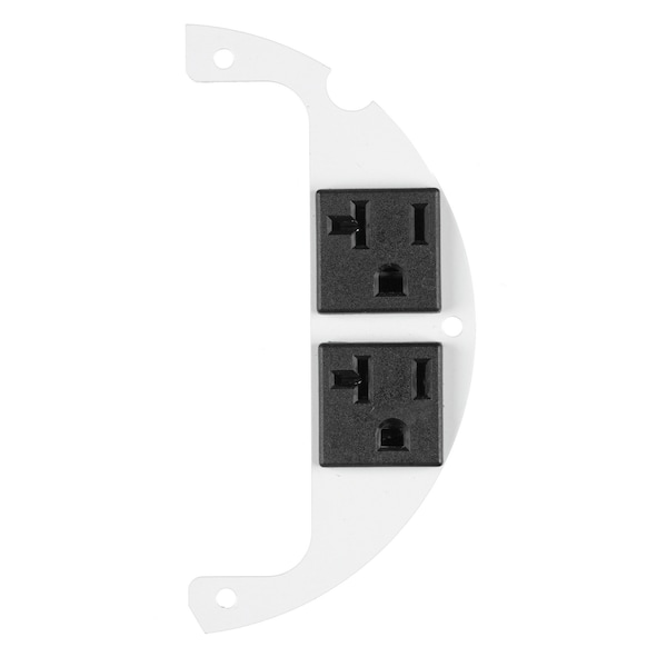 Hubbell Wiring Device-Kellems Recessed 6" Series, Sub Plate, 40% Right Side, (2) 20A Pre-Wired Receptacles, 1 Circuit, 18" Leads - S1R6SPZ