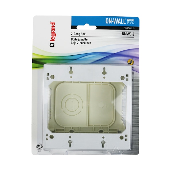 Wiremold Legrand New and Old Work Rectangle Plastic 2 gang Outlet Box White - NMW32