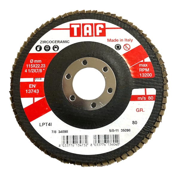 Disco de láminas de Zirco-Cerámica de Bullard Abrasives 4-1/2x7/8, paquete de 20 - 34098