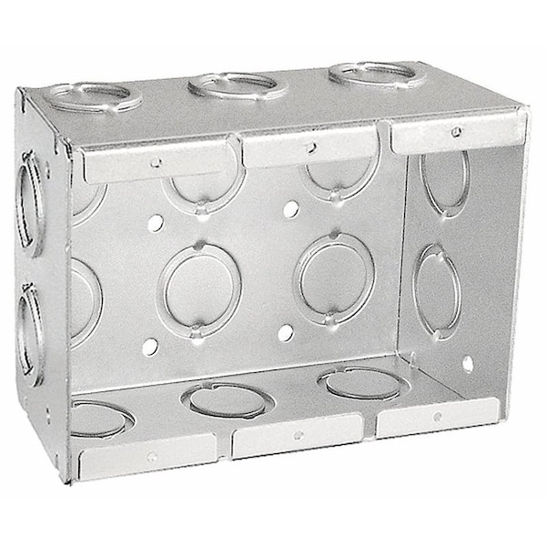 Southwire Masonry Box, 3-Gang, 16-Knockout, 1/2, 3/4 in Knockout, Steel, Silver, Galvanized - TB-325-UPC