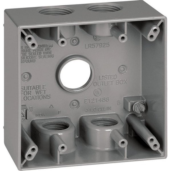 Sigma 14353-5 2 Gang Gray Square Weatherproof Outlet Box - 3425360