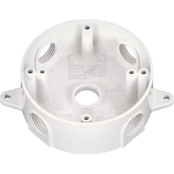 Sigma 143854WH 4.18 in. White Round Weatherproof Outlet Box - 3425345
