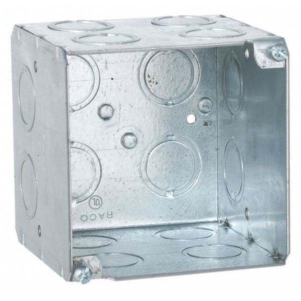 Bell Outdoor Electrical Box, 45 cu in, Square Box Type, 2 Gangs, Steel - 256