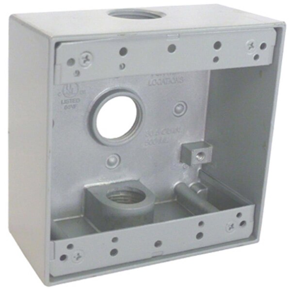 Evolve TGB75-3 2 Gang Outlet Box With Three 0.75 in. IPT Thread Holes, Gray - EV581880