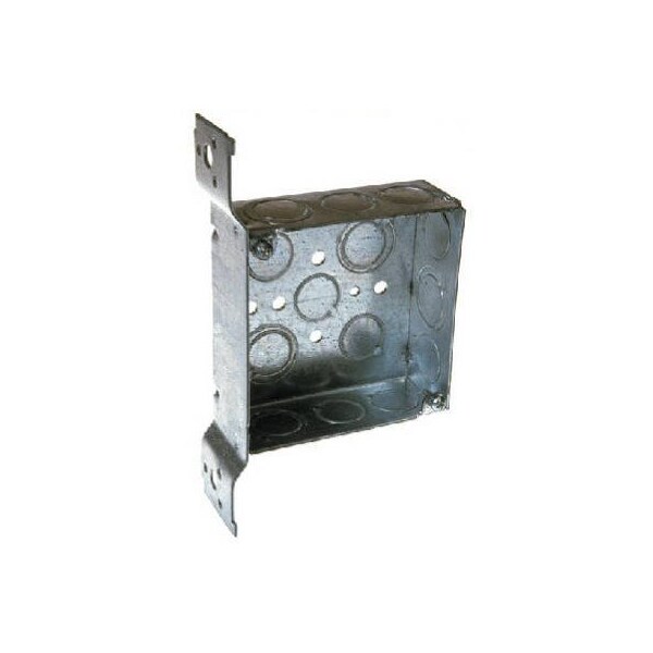 Racoorporated Electrical Box, 21 cu in, Square Box Type, 2 Gangs, Steel - 8196