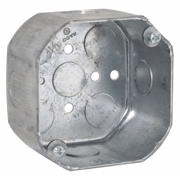 Raco Electrical Box, 21.5 cu in, Octagon Box Type, 1 Gang, Steel - 165
