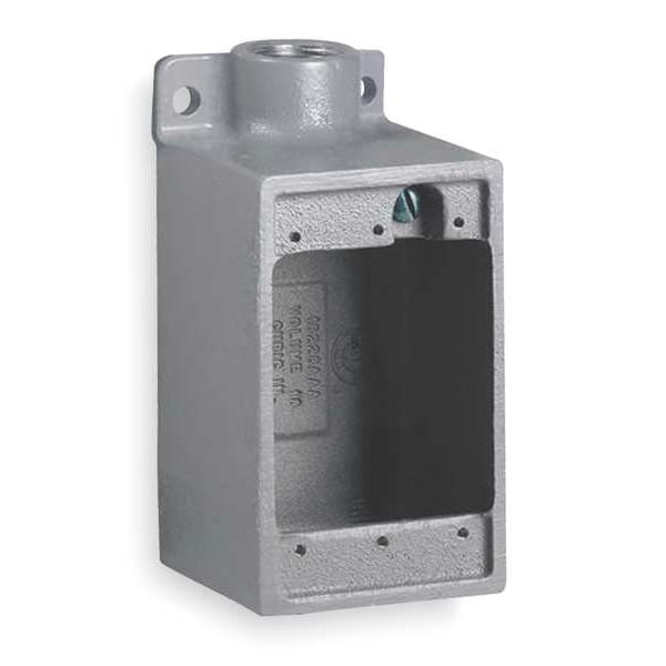 Hubbell Killark Weatherproof Electrical Box, 28 cu in, FD Box Type, 1 Gang, Malleable Iron, Rectangular Shape - FD-2M