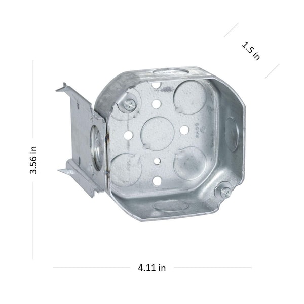 Raco Electrical Box, 15.5 cu in, Octagon Box Type, Steel - 158