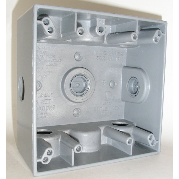Mulberry Electrical Box, 30.5 cu in, Outlet Box Type, 2 Gangs, Aluminum - 30263