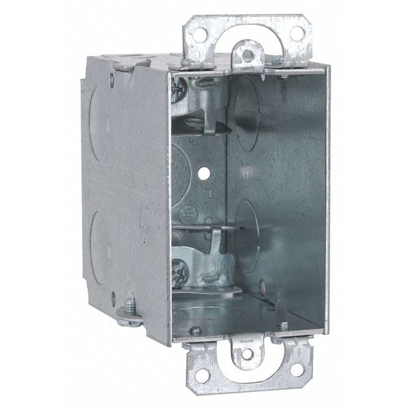 Hubbell-Raco Electrical Box, 18 cu in, Switch Box Type, 1 Gang, Galvanized Zinc - 600