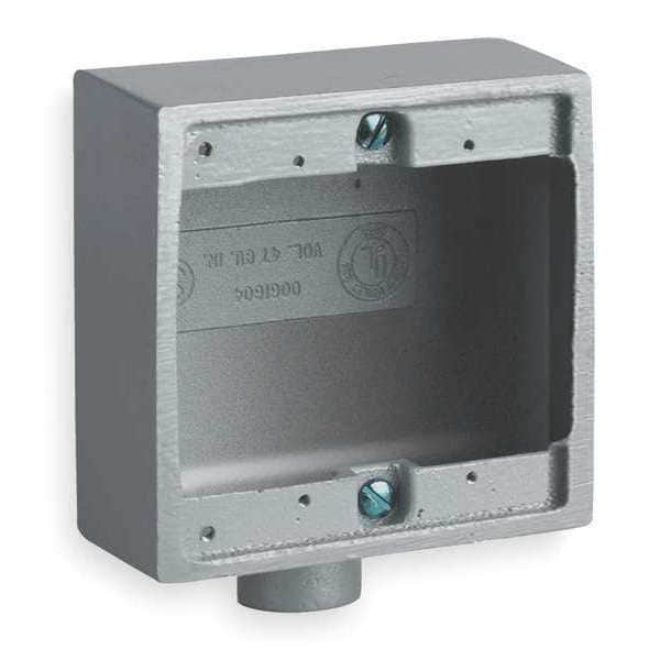 Hubbell Killark Weatherproof Electrical Box, 32 cu in, FS Box Type, 2 Gangs, Malleable Iron, Square Shape - 2FS-2M
