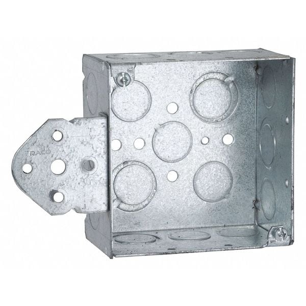 Raco Electrical Box, 30.3 cu in, Square Box Type, 2 Gangs, Steel - 251