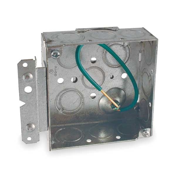 Raco Electrical Box, 21 cu in, Square Box Type, 2 Gangs, Galvanized Steel, Square Shape - 189H
