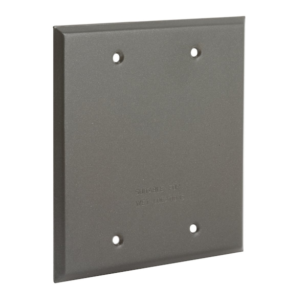 Bell Outdoor Electrical Box Cover, Wall Box Type, 2 Gangs, Aluminum, Blank and Flat Cover - 5175-2