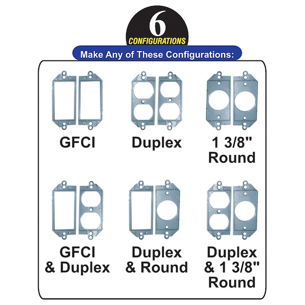 Sigma Engineered Solutions Electrical Box Cover, 2 Gangs, Metal Die-Cast, GFCI, Duplex and Round Receptacle Cover - 14945