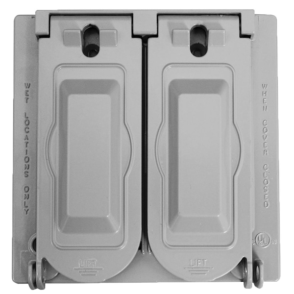 Sigma Engineered Solutions Electrical Box Cover, 2 Gangs, Metal Die-Cast, GFCI, Duplex and Round Receptacle Cover - 14945