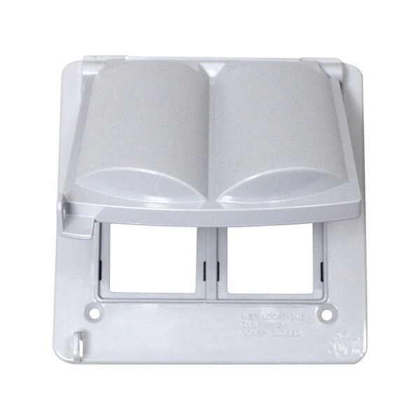 Sigma Engineered Solutions Electrical Box Cover, 2 Gangs, Non-Metallic, GFCI, Duplex and Round Receptacle Cover - 14180WH