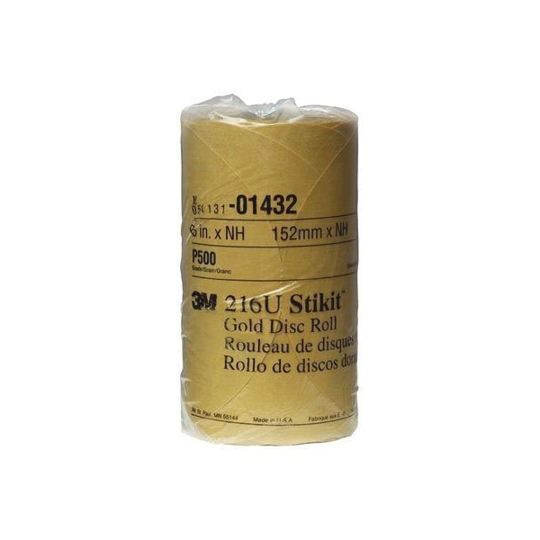 Rollo de Discos Stikit Gold de 3M, 01432, 6 pulgadas, P500A, 175 discos por rollo, 175PK - 7000119700