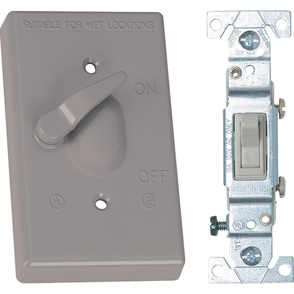 Sigma Engineered Solutions Electrical Box Cover, 1 Gang, Metal Die-Cast, Toggle Switch Cover - 14216