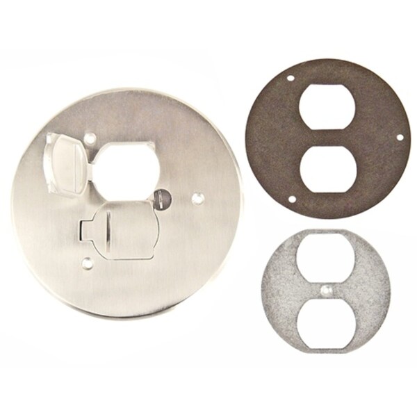 Southwire Electrical Box Cover, Round, Stainless Steel, Duplex Receptacle Cover - FBCVR-SS-FC