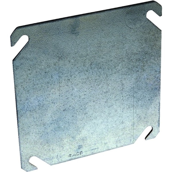 Raco Box Cover, 0.063 in L, 4.06 in W, Square, 2-Gang, Steel, Gray, Pre-Galvanized - 8752