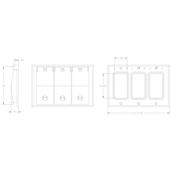 Mulberry Electrical Box Cover, 3 Gangs, Aluminum, GFCI Duplex Receptacle Cover - 30473