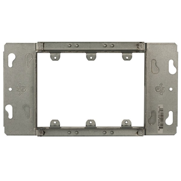 Raco Electrical Box Cover, Square Box Type, 3 Gangs, Galvanized Steel, Blank Cover - 822