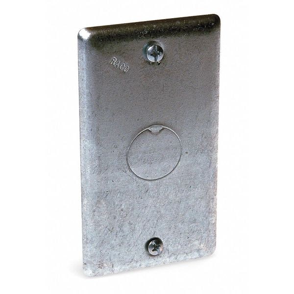 Raco Electrical Box Cover, Square Box Type, 1 Gang, Galvanized Zinc, KO Centered Cover - 861