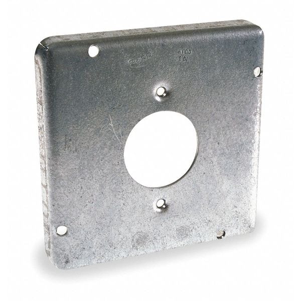 Raco Electrical Box Cover, Square Box Type, 2 Gangs, Galvanized Steel, Single Receptacle Cover - 887