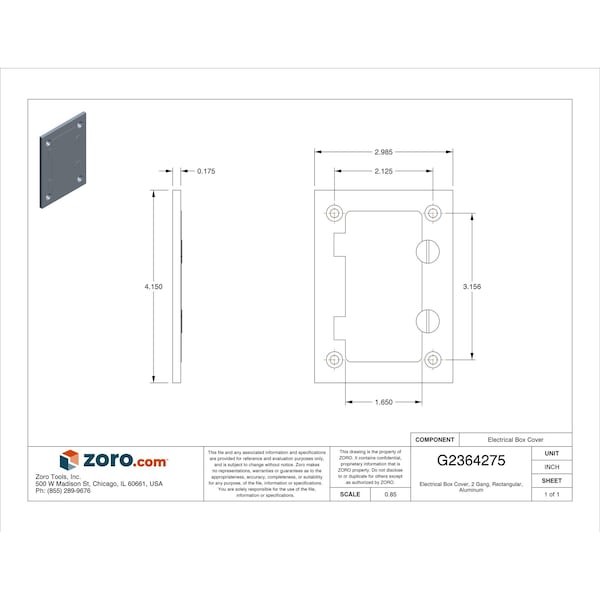Hubbell Wiring Device-Kellems Electrical Box Cover, 2 Gangs, Rectangular, Aluminum - SA3826