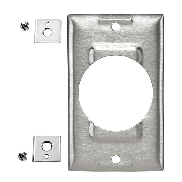 Hubbell Wiring Device-Kellems Electrical Box Cover, Mounting Box Type, 1 Gang, Rectangular, Stainless Steel, Screw Mount Cover - SS750
