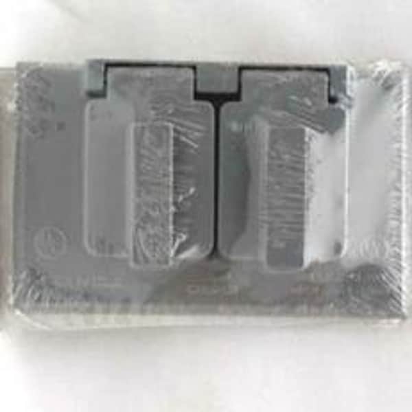 Eaton Wiring Devices Cover, 2-13/64 in L, 3-3/32 in W, Rectangular, Metal, Gray, Powder-Coated - S989-SP