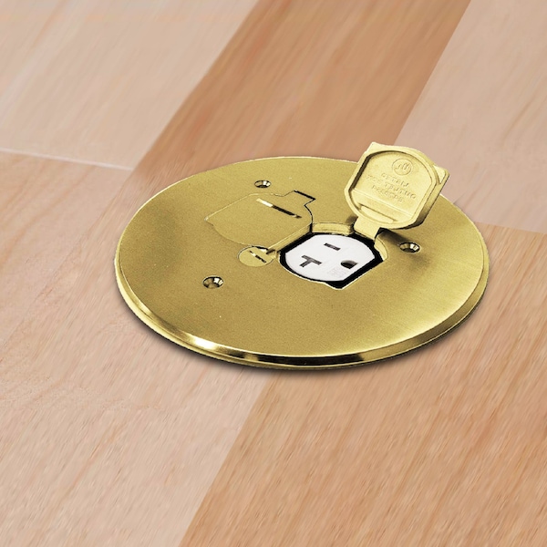 Newhouse Electric Electrical Box Cover, Concrete Pour Box Type, 1 Gang, Brass, Duplex Receptacle Cover - 8150BR