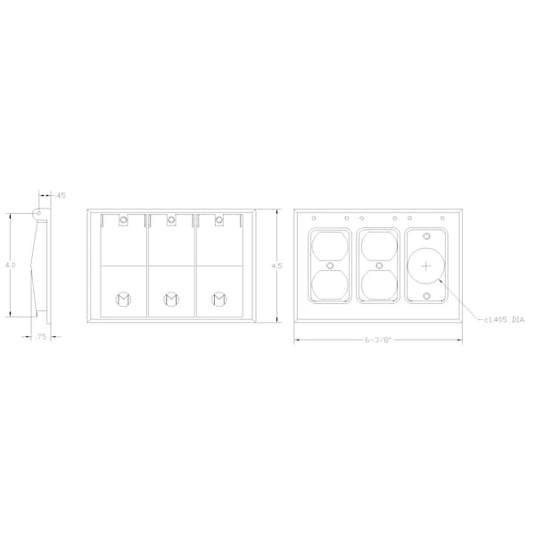 Mulberry Electrical Box Cover, 3 Gangs, Aluminum, Duplex Receptacle Cover - 30466