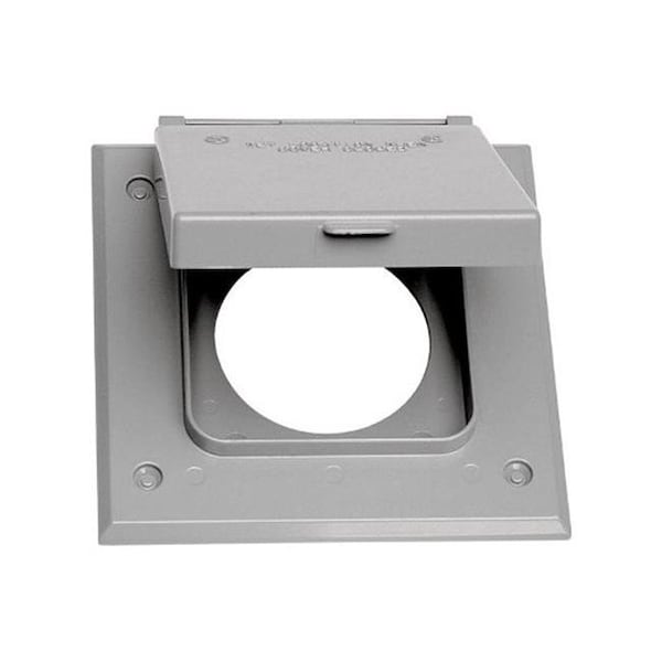 Sigma Engineered Solutions Electrical Box Cover, 2 Gangs, Metal Die-Cast, Round Receptacle Cover - 3460359