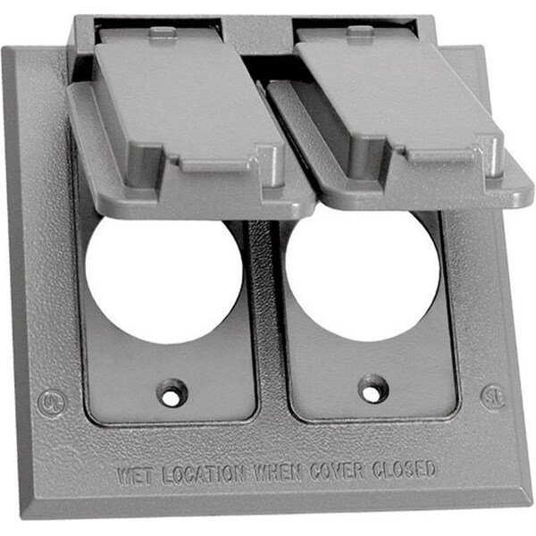 Gizmo 14324 2 Gang Receptacle Cover Gray - 4.55 x 4.55 in. - GI3313501