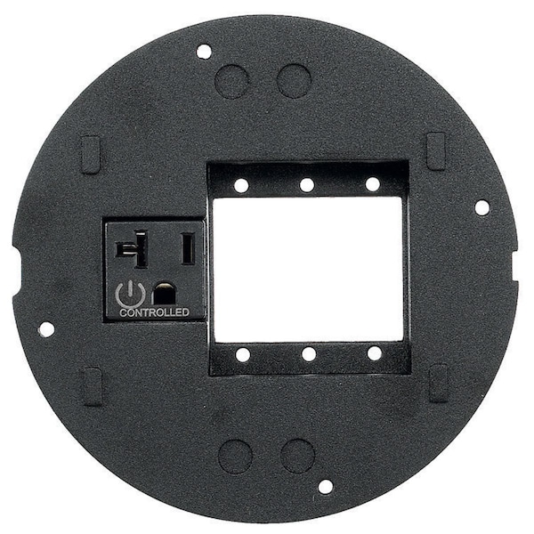 Hubbell Wiring Device-Kellems SystemOne, Sub-Plate, Recessed Opening for (3) FSR IPS or Extron Single MAAP Series Adapter Plates, Controlled Single 20A, 125V Receptacle, Black - S1SPEXT1C