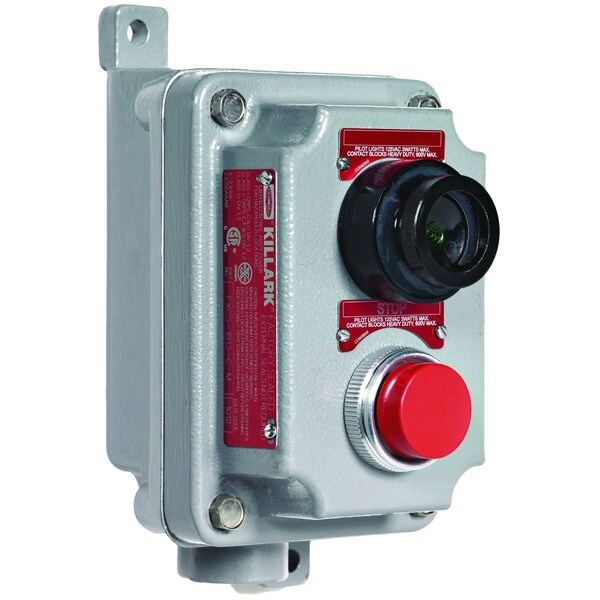Hubbell Killark Mom PB, Sgl, Red/Pl Covr, Clr Lens, 1/2" DE - FXCS-1B13-C-M