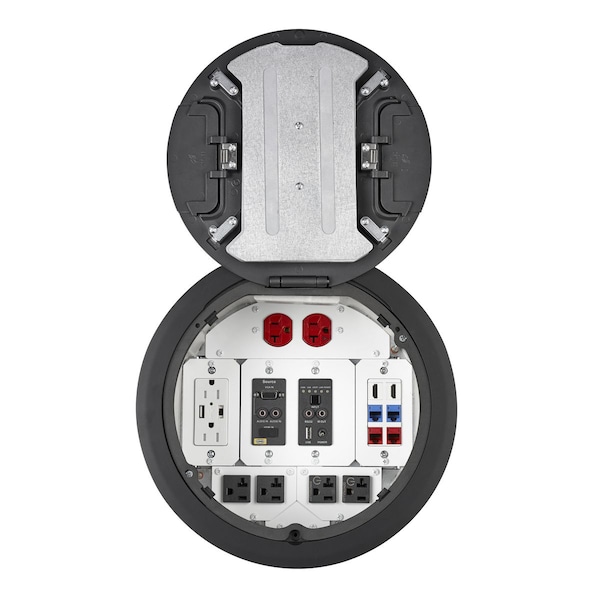 Hubbell Wiring Device-Kellems Electrical Box Cover, Round, Aluminum - S1R10CVRBLK