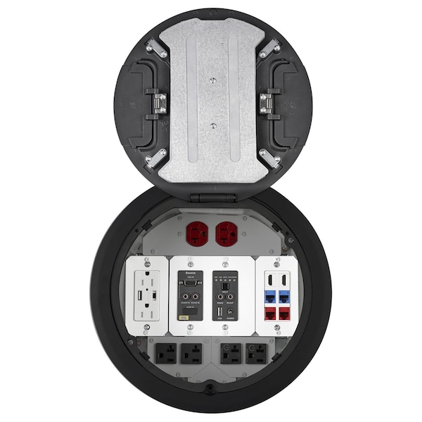 Hubbell Wiring Device-Kellems Electrical Box Cover, Round, Aluminum - S1R10CVRBLK