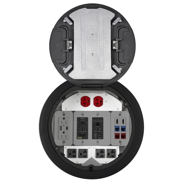 Hubbell Wiring Device-Kellems Electrical Box Cover, Round, Aluminum - S1R10CVRBLK